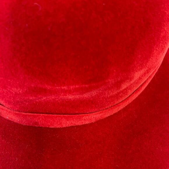 VINTAGE DACHETTES Red Mushroom Hat SzOS Velvet Victorian Regency 50s Era Costume - Picture 4 of 9